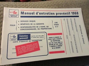 Vintage Original 1968 Manuel D'Entretien Preventif AMC American Motors Booklet - Bild 1 von 5