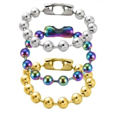 Brazalete de cuentas de cadena de bolas de acero inoxidable de 6"-10" plata oro 2/4/6/8/10 mm P274 Foto 1 de 4