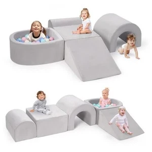 Foam Climbing Blocks for Toddlers, 5-Piece Tunnel Climber and Crawl Playset, - Picture 1 of 8