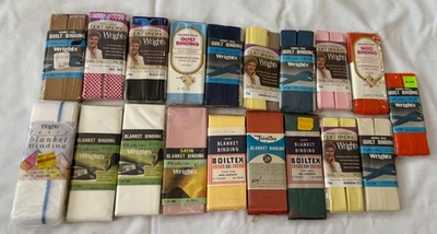 19 Vintage Blanket and Quilt Binding Lot Most New Various Colors and Brands - Image 1 of 3