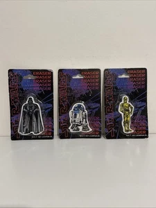 Vintage Star Wars Rubber Erasers Death Vader R2D2 C3PO Sealed Packaging 1997 VGC - Picture 1 of 6