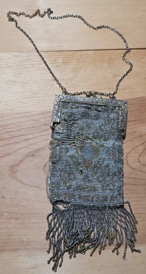 Antiguo Monedero con Cuentas Metálico Bolso de Noche Cartera con Aleta Boda Baile de graduación Bolso sin asas Foto 1 de 4