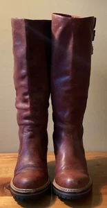 Stivali alti Frye Mildred Engineer donna 8 pelle fibbia tacco moto western - Foto 1 di 13