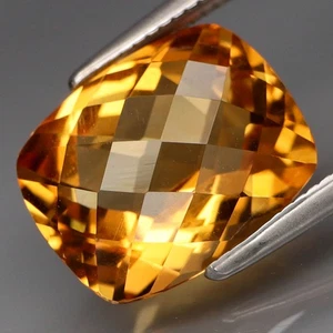 Cuscino Scacchiera 3,75Ct.Real 100%Naturale Giallo Citrino Brasile PULITO! - Foto 1 di 4