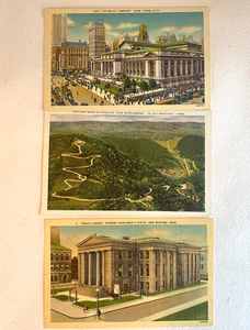 3 Postcards 1939 New York City NY & New Bedford Mass Public Library, Kentucky - Picture 1 of 4