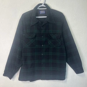 PENDLETON 100% Pure Virgin Wool Button Up Shirt Plaid Men’s XL Green and Black - Picture 1 of 6