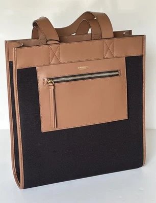 Burberry Manzon Tote Shoulder Bag Black/Dark Brown 80934531 NWT $1350 - Image 1 of 4