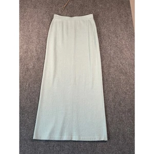 St. John Evening by Marie Gray Knit Maxi Skirt Size 10 Aqua Blue USA Made - Picture 1 of 6