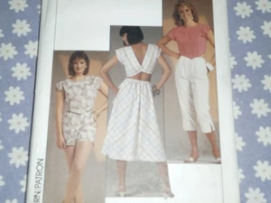 SIMPLICITY 6853 MISSES TOP  PANTS SHORTS & BIAS SKIRT PATTERN-UNCUT-8-10-12 - Picture 1 of 3
