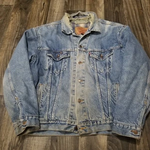 Vintage 90's USA Men's LEVI'S 70699-0289 Flannel Plaid Lined Jean Jacket Large - Picture 1 of 21