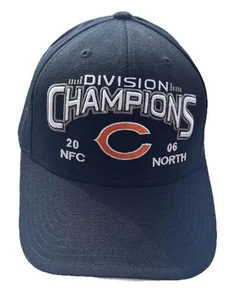 NUEVO SIN ETIQUETAS: Gorra de Campeones de la División 2006 de los Chicago Bears NFC NORTH - Negra - Imagen 1 de 9