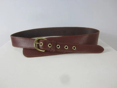 New Linea Pelle Womens M Brown Leather Belt Brass Hardware Made in Italy Tapered - Image 1 of 4