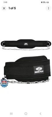 Seektop Dip Belt for Weightlifting - GYM Workout Pull Ups Belt with Chain, Ne - Image 1 of 4