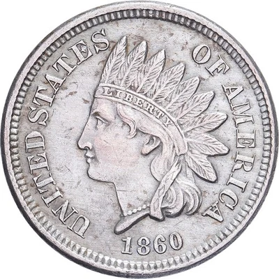 [#639353] United States, Cent, Indian Head, 1860, U.S. Mint, Copper-nickel, AU - Image 1 of 2