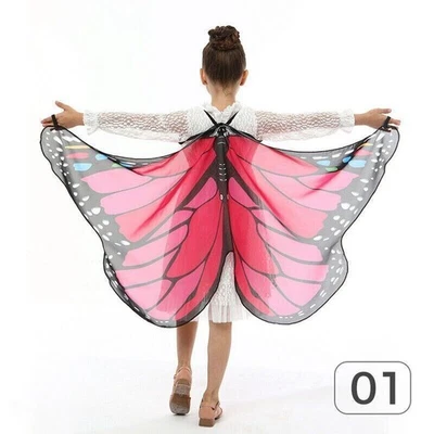 Xale de impressão multicolorido borboleta cachecol envoltório tecido macio asa capa crianças - Imagem 1 de 4