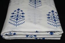 Indian 7 Yards Blue Cotton Fabric Palam Tree Dressmaking Cloth Crafts Fabric