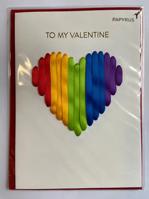 Papyrus Valentine’s Day Greeting Card - Rainbow Ribbon Heart - Image 1 of 2