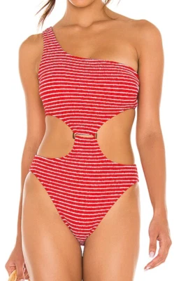 Traje de baño Seafolly Seaside a rayas un hombro de una pieza L1902 para mujer talla US 6 Foto 1 de 4