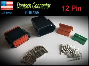 Schwarz 12-Pin Deutsch DT06-12S DT04-12P Wasserdicht Elektrischer Stecker Set - Bild 1 von 9