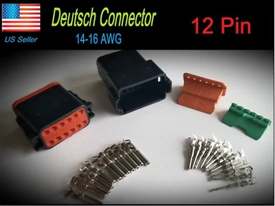 Black 12-Pin Deutsch DT06-12S DT04-12P waterproof electrical connector Set