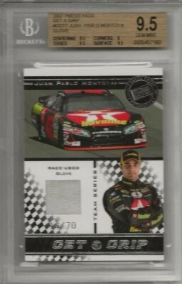2007 PRESSPASS GET A GRIP #GGT7 JUAN PABLO MONTOYA GLOVE 14/70 BGS GEM MINT 9.5  - Image 1 of 3