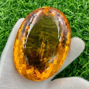 1100 Ct Sparkling Yellow Citrine Color Artificial Top Quality Oval Shape - Picture 1 of 9