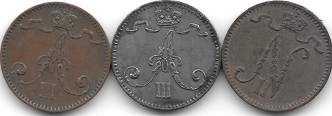 Finland 1 Penni 1893, 1894, 1899 all VF FIGJSK Cover