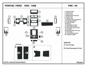 Interior Carbon Fiber Dash Trim Kit for Pontiac Fiero 1984-1988 w/manual gearbox - Picture 1 of 3