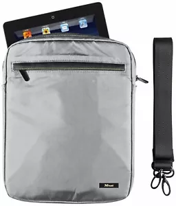 QUALITY PADDED SOFT TOUCH 4 POCKET SHOULDER CARRY BAG POUCH FOR TABLETS 10" + - Picture 1 of 3
