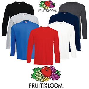 1 3 5 Pack Fruit of the Loom Long Sleeve T Shirt Plain Tee Shirt Top Sale Lot