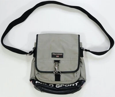 Rare VTG POLO SPORT Ralph Lauren Spell Out USA Flag Crossbody Shoulder Bag 90s - Image 1 of 4