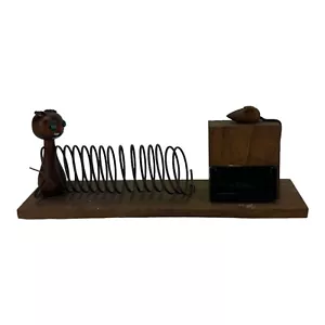 Vintage Cat & Mouse Envelope Holder, Business Card & Pen Holder. Desktop Decor - Picture 1 of 12