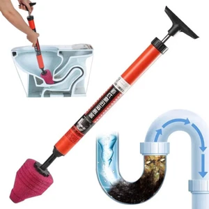 Heavy Duty High Pressure Toilet Unblock Plunger Clog Drain Buster Vacuum Pump US - Picture 1 of 12