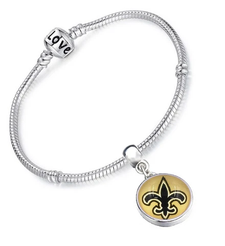 New Orleans Saints Womens Sterling Silver Snake Link Bracelet Football Gift D13 Cover