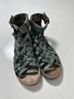 Musse and Cloud Teal Stitched Leather , Gladiator Sandals Size 6 US￼Boho Style