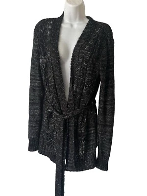 Daisy Fuentes￼ Size Medium Belted Open Knit Cardigan Lg Sleeve - Image 1 of 4