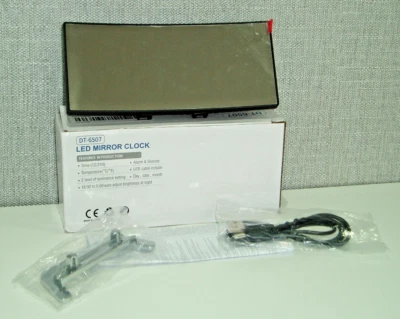 LED MIRROR CLOCK - DIGITAL - BLACK - BNIB - NEW OTHER - Image 1 of 3