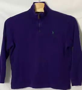 Polo Ralph Lauren Mens Quarter Zip Pullover Purple Rib Knit Sweater - Picture 1 of 6