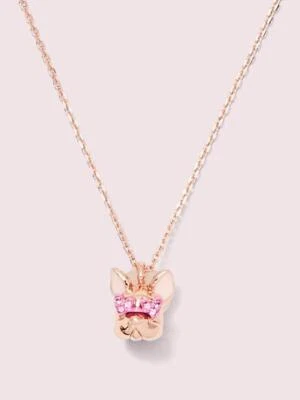 NWT Kate Spade Francois French Bulldog Necklace $68 ROSE GOLD - Image 1 of 4