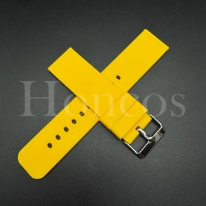 Correa de reloj de goma de silicona amarilla de liberación rápida 22 24 mm para Breitling EE. UU. - Imagen 1 de 4
