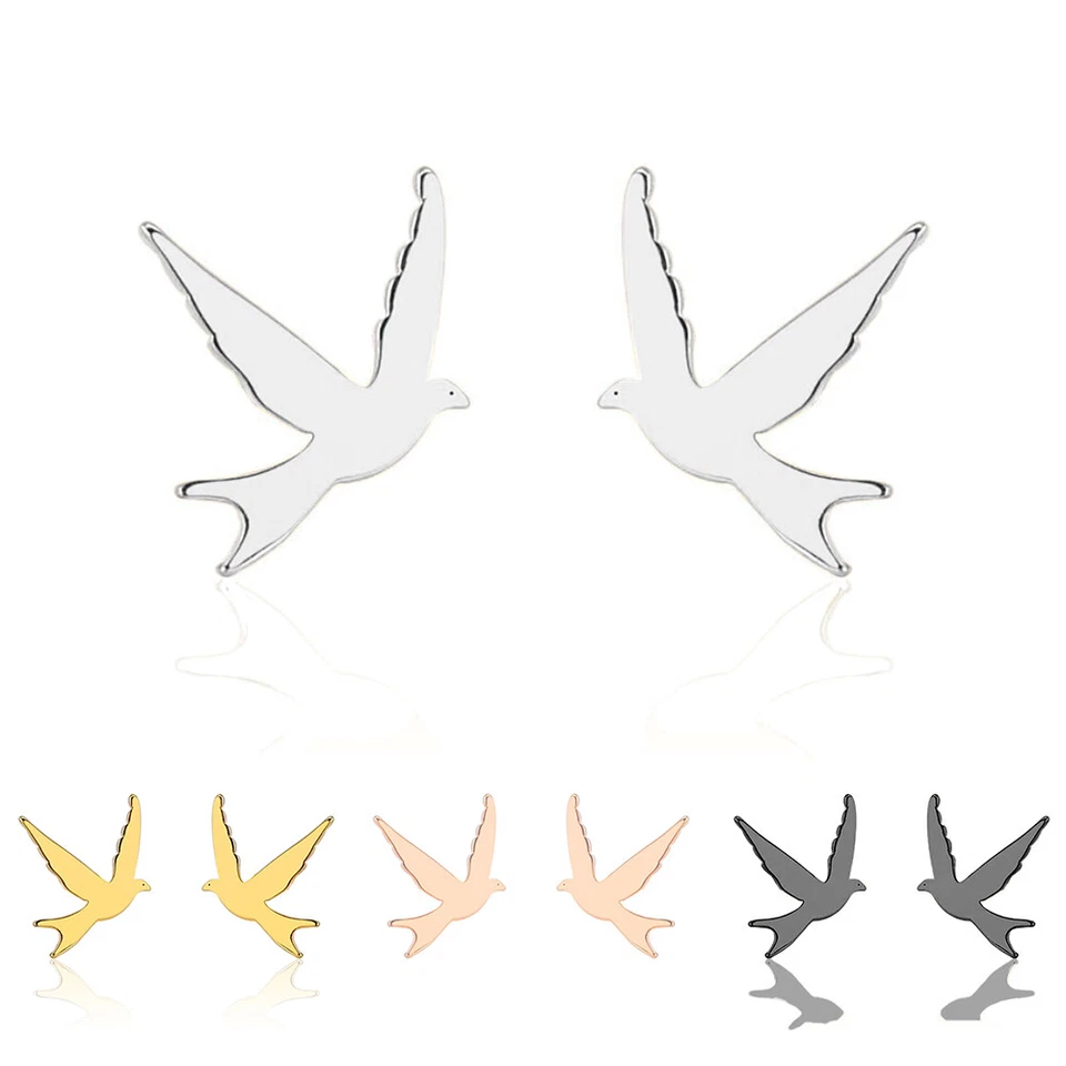2er Set Edelstahl Ohrstecker Vogel Taube Bird rose gold silber schwarz Damen - Bild 1 von 1