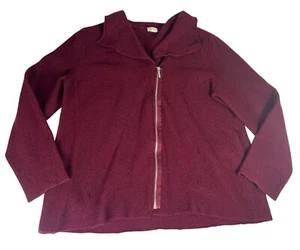 Chico's Wool Sweater Moto Jacket Women's 3/XL Red Zip Up Long Sleeve Fall Winter - Picture 1 of 5