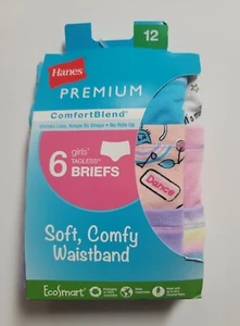 Hanes Girls Premium Comfort Blend Briefs 6 Pack Multi Color Size 12 No Ride Up - Picture 1 of 1