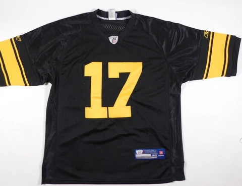 Pittsburgh Steelers Mike Wallace Jersey 17 Black Men's Size 48 NFL Football Sewn Cover