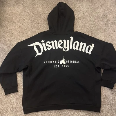 Disney DISNEYLAND D Embroidered Full Zip Black Hoodie Sweatshirt - XXL - Image 1 of 4