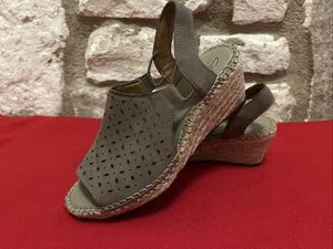 Sandalias Clarks Petrina Gail Cuero Talla 6 Marrón Alpargata Punta Abierta - Imagen 1 de 7