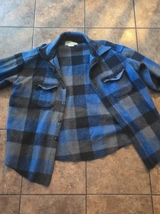 Vintage Melton Wool Over Shirt Herren Größe XL schwarz blau - Bild 1 von 5