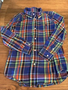 Polo Ralph Lauren blu e arancione manica lunga quadri bottoni abito camicia ragazzo 7 - Foto 1 di 7