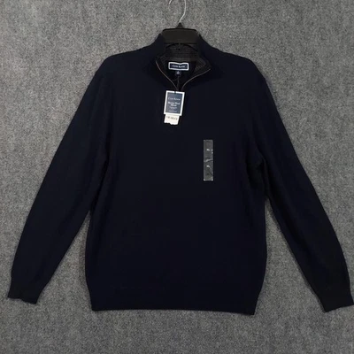 Suéter Club Room Para Hombres XL Azul Marino Mezcla de Lana Merino Media Cremallera Pullover Cuello Simulado Foto 1 de 4