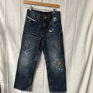 Rocawear Jeans Größe 10 Taille 27x24 mittlerer Anstieg Bermuda Muster überall - Bild 1 von 22